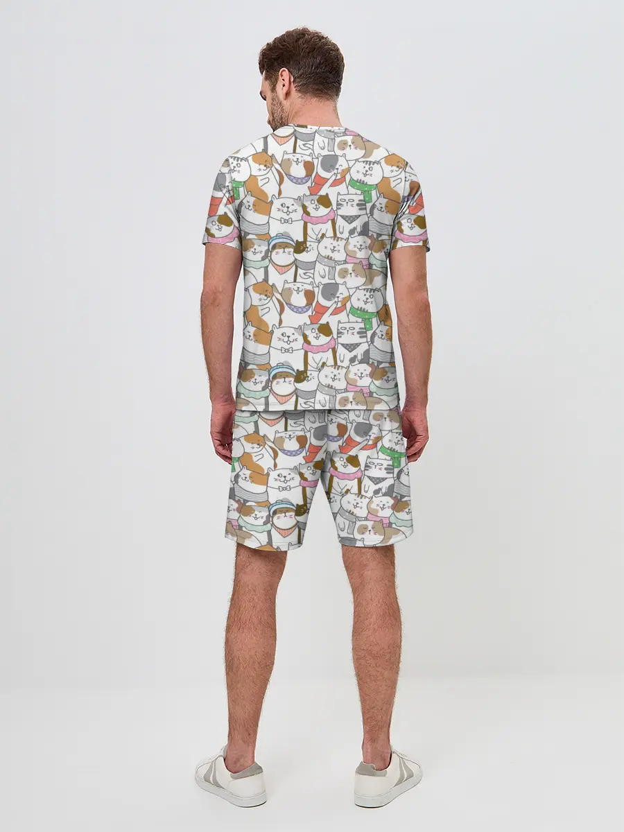 Мужской костюм с шортами / Большая семья котиков