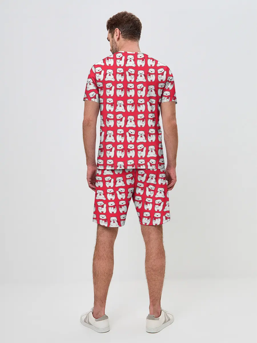 Мужской костюм с шортами / Мишки в шарфиках