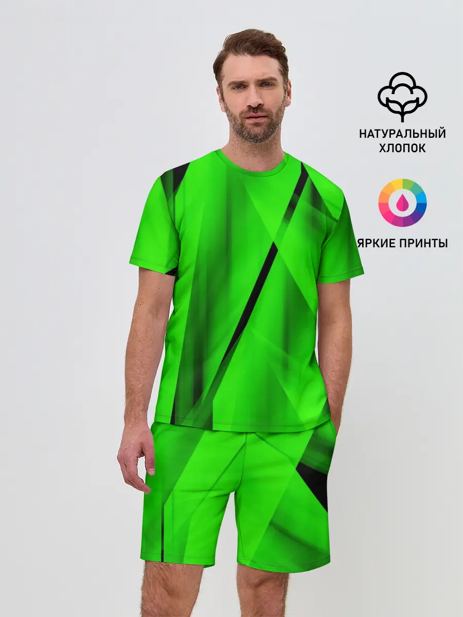 Мужской костюм с шортами / Зеленый неон