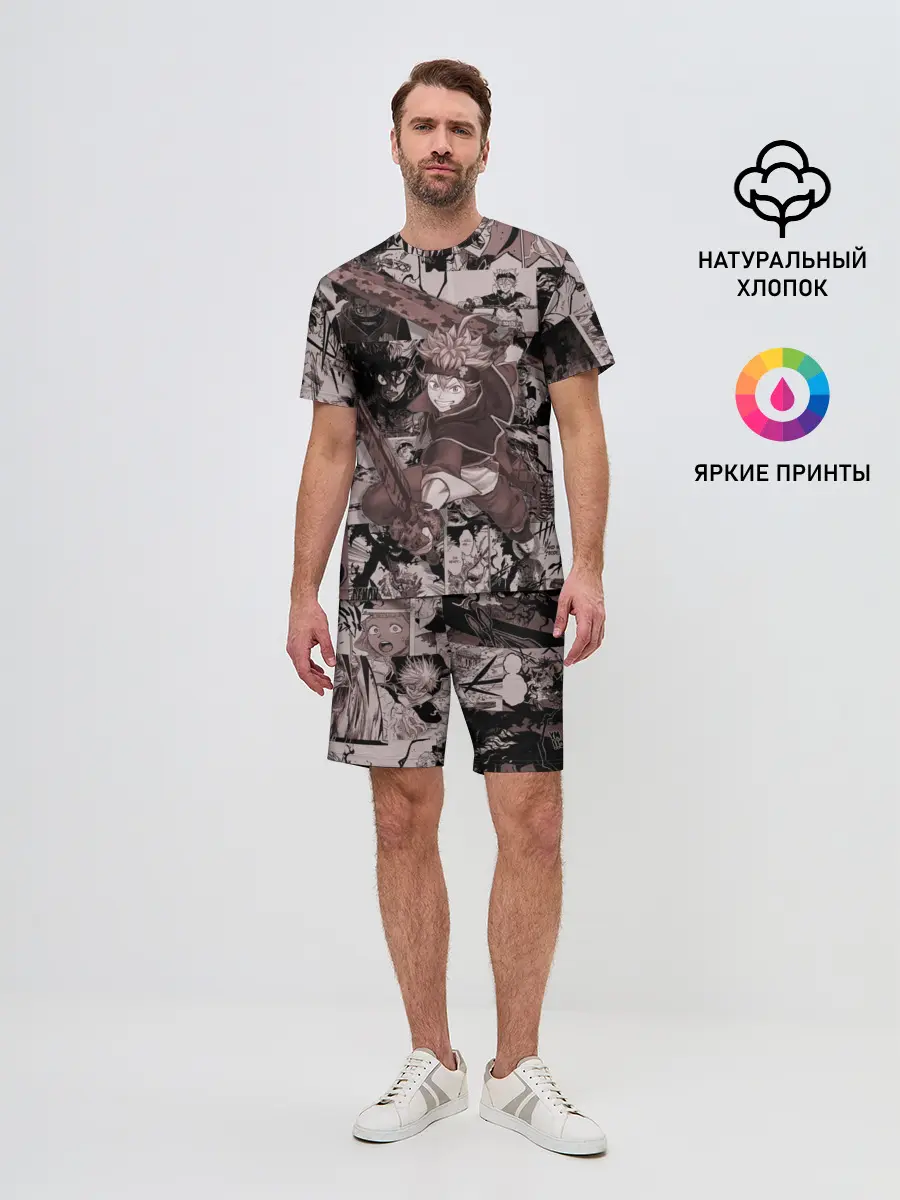 Мужской костюм с шортами / ASTA manga monochrome pages