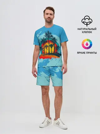 Мужской костюм с шортами / Море. Пальмы. Песок