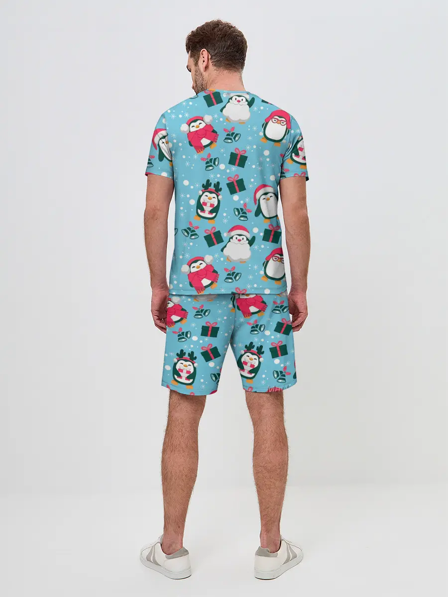 Мужской костюм с шортами / Новогодние Пингвины