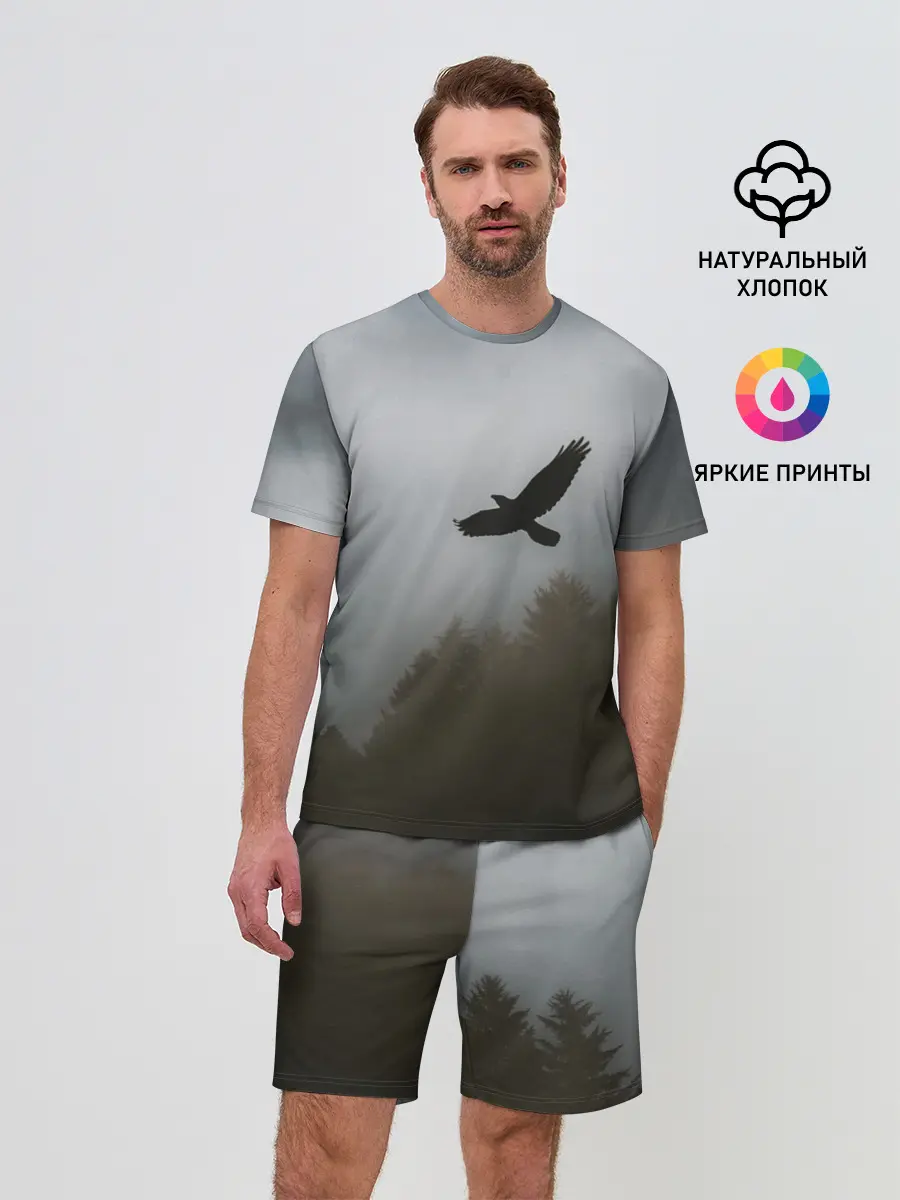 Мужской костюм с шортами / Орёл над лесом