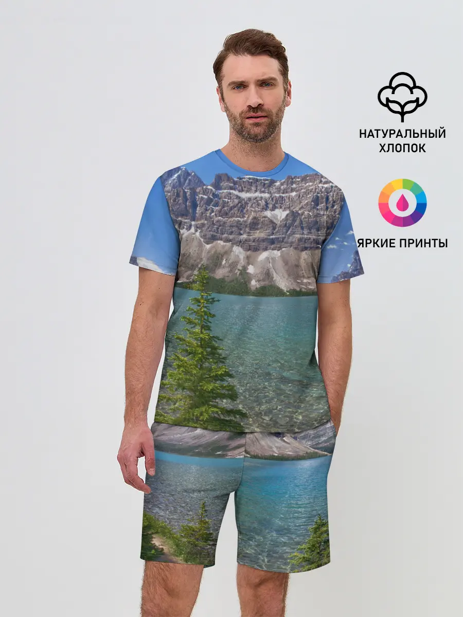 Мужской костюм с шортами / Горное озеро