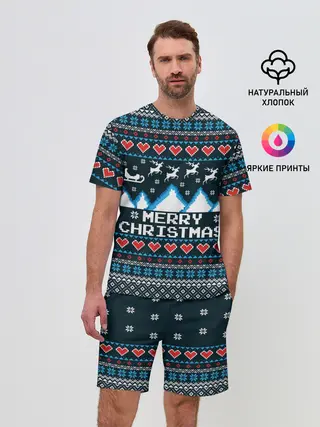 Мужской костюм с шортами / Свитер Merry Christmas