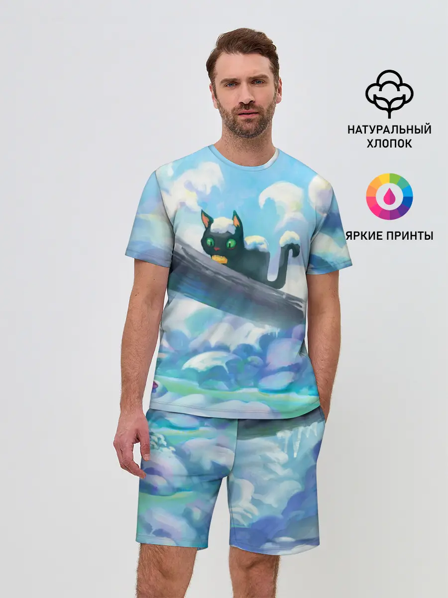 Мужской костюм с шортами / Снежный котенок