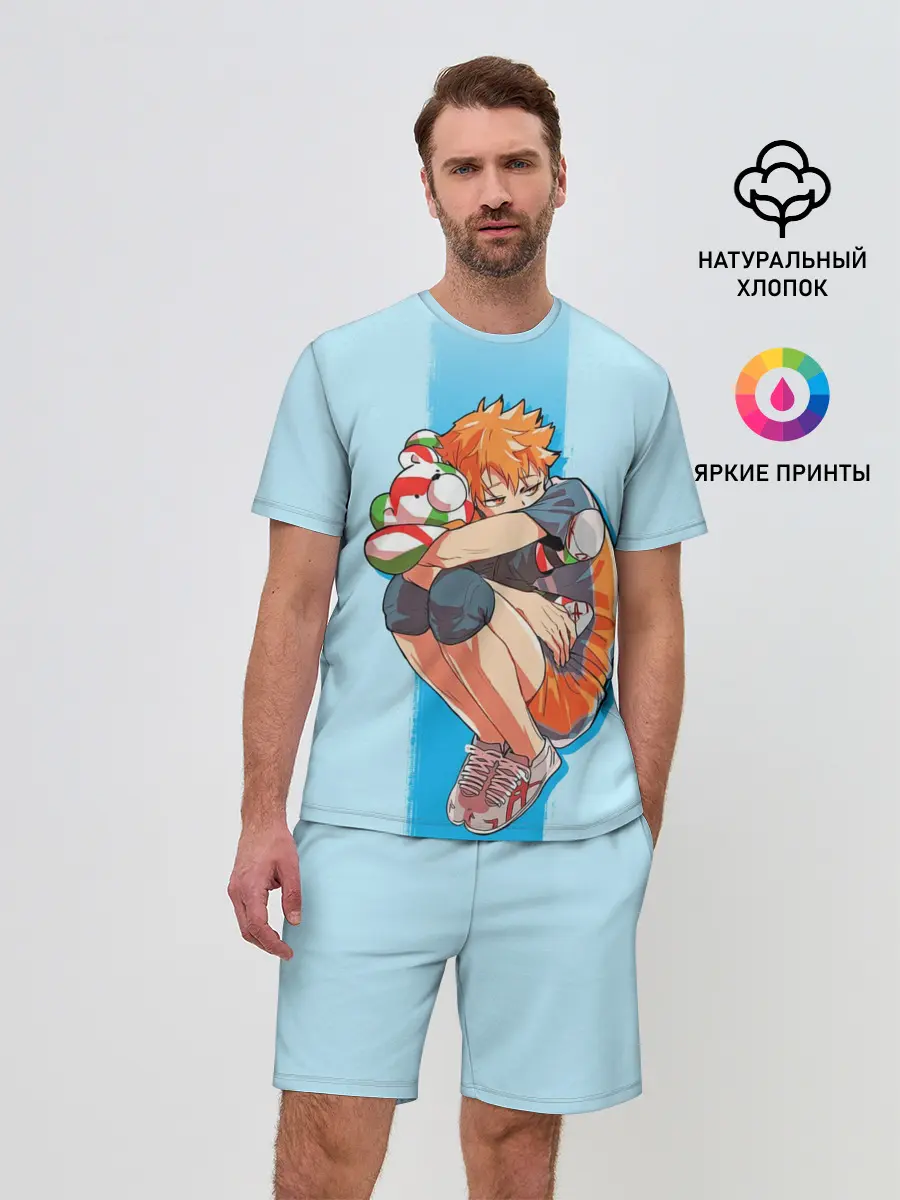 Мужской костюм с шортами / Хината на синем фоне