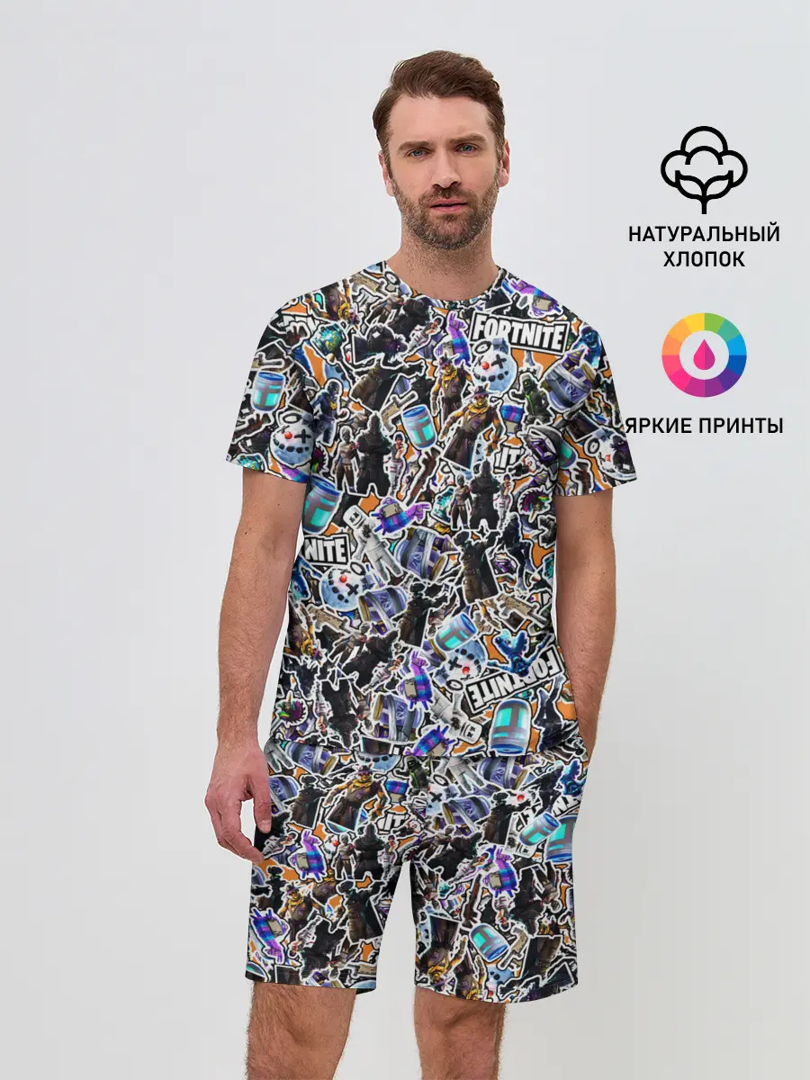 Мужской костюм с шортами / Fortnite Sticker Bombing