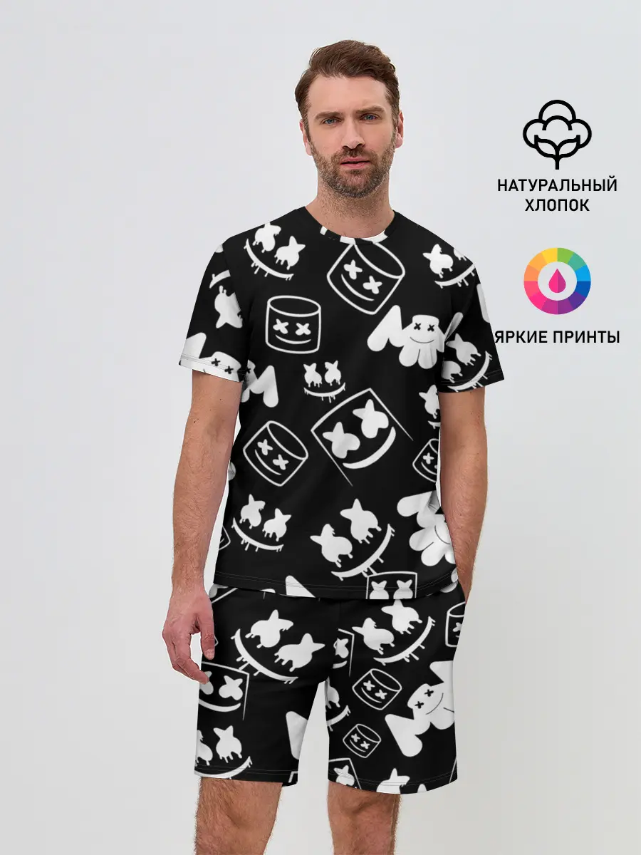 Мужской костюм с шортами / Marshmello ЧБ