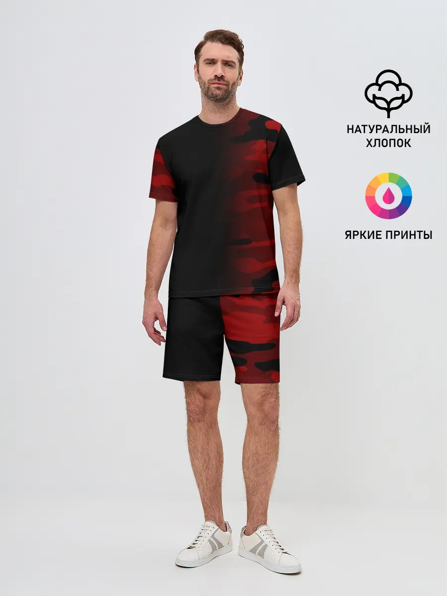 Мужской костюм с шортами / RED BLACK MILITARY CAMO | КРАСНЫЙ КАМУФЛЯЖ