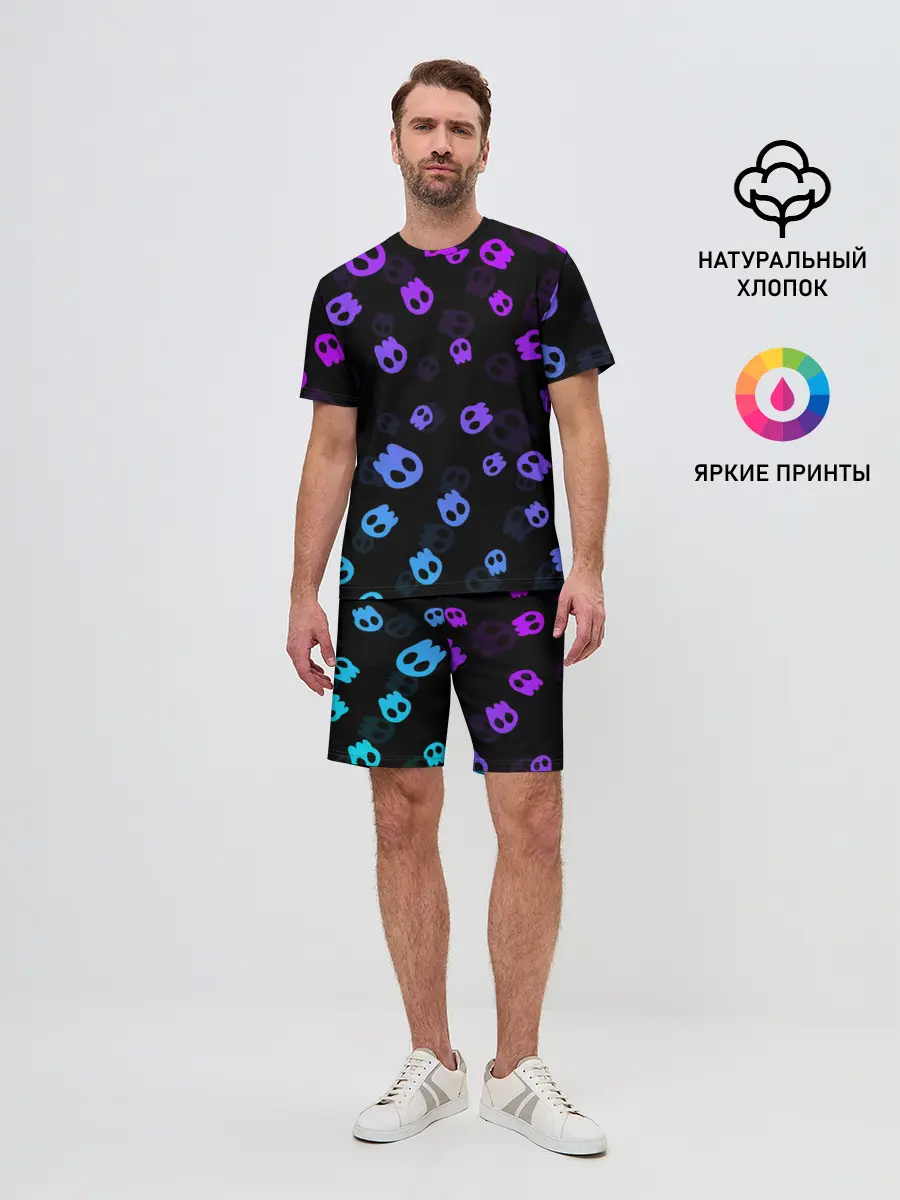 Мужской костюм с шортами / НЕОНОВЫЕ ЧЕРЕПА