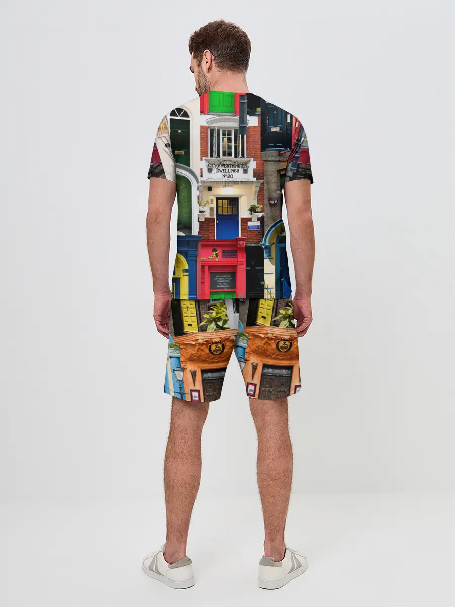 Мужской костюм с шортами / London doors цифровой коллаж