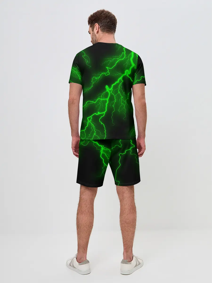 Мужской костюм с шортами / МОЛНИЯ GREEN NEON