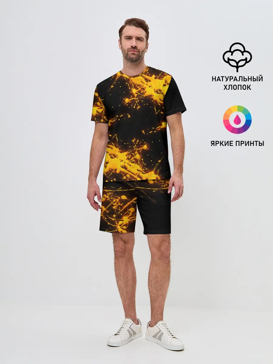 Мужской костюм с шортами / БРЫЗГИ КРАСКИ NEON