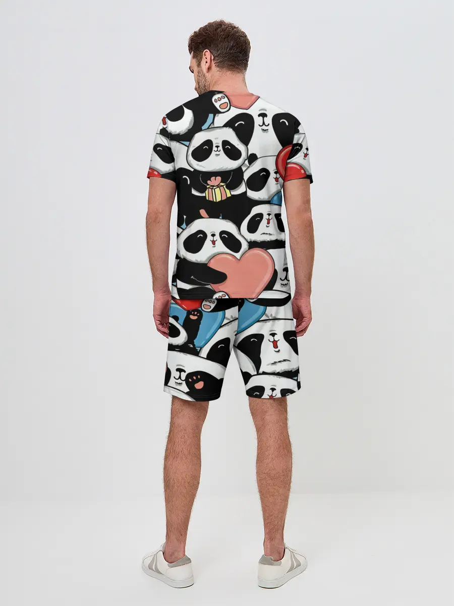 Мужской костюм с шортами / Панды.