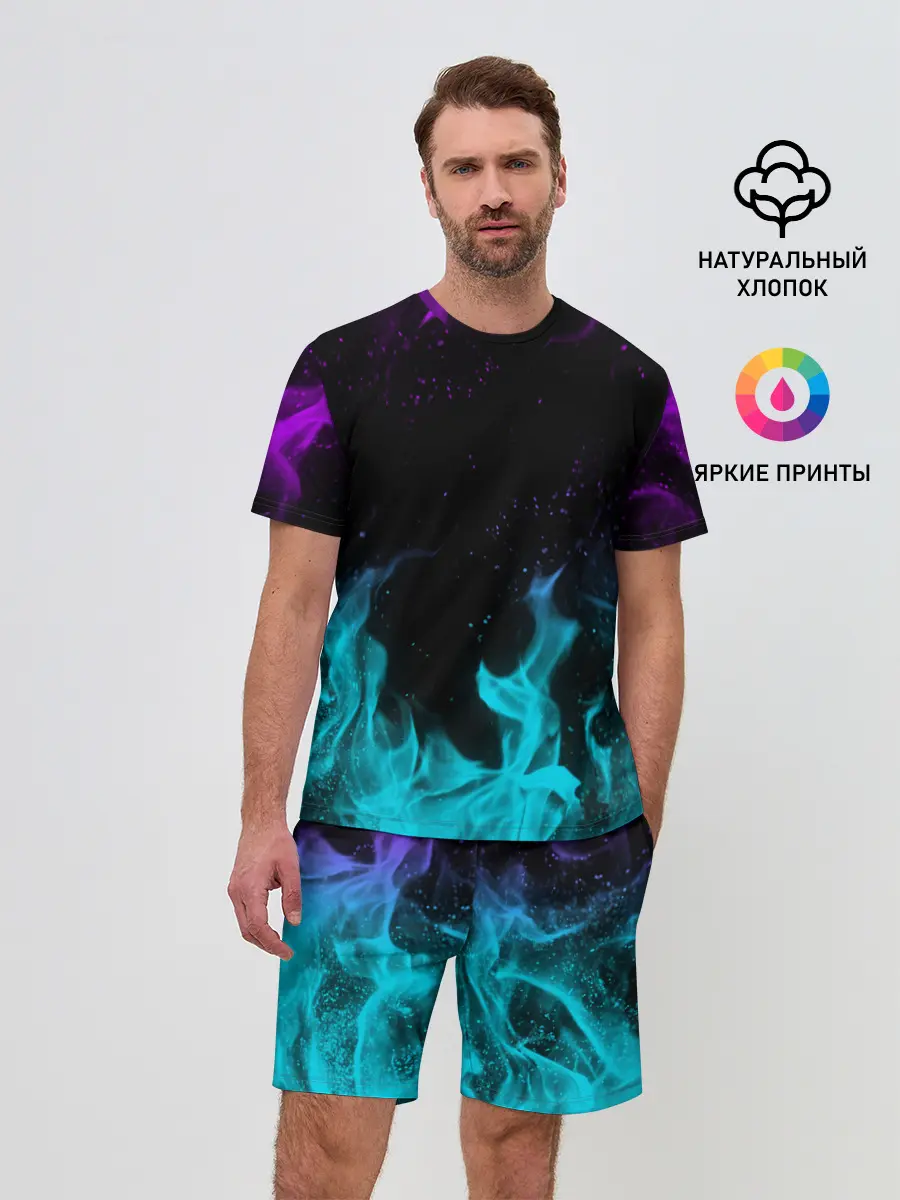 Мужской костюм с шортами / НЕОНОВЫЙ ОГОНЬ | NEON FIRE