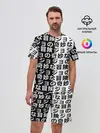 Мужской костюм с шортами / Иероглифы джоджо чернобелые