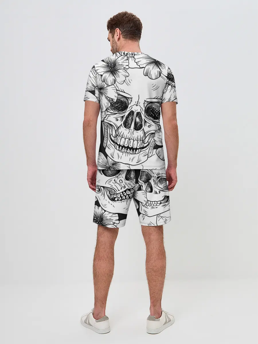 Мужской костюм с шортами / Цветочный череп