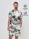 Мужской костюм с шортами / Цветочный череп