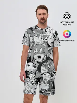 Мужской костюм с шортами / AHEGAO monochrome