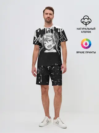 Мужской костюм с шортами / Ахегао лицо чб