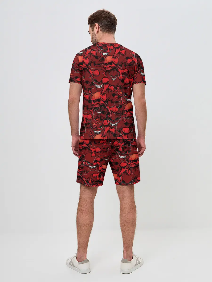 Мужской костюм с шортами / Красный череп