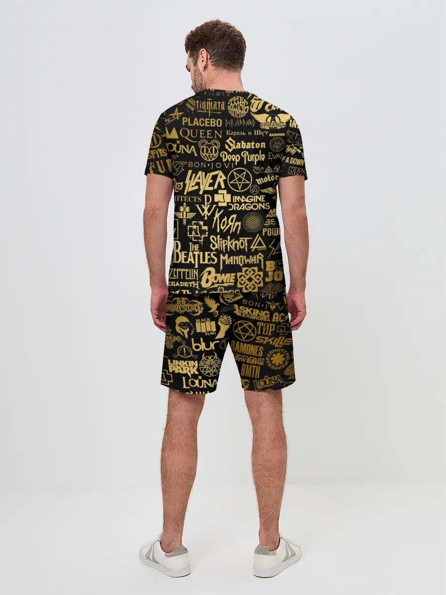 Мужской костюм с шортами / ЛОГОТИПЫ РОК ГРУПП GOLD
