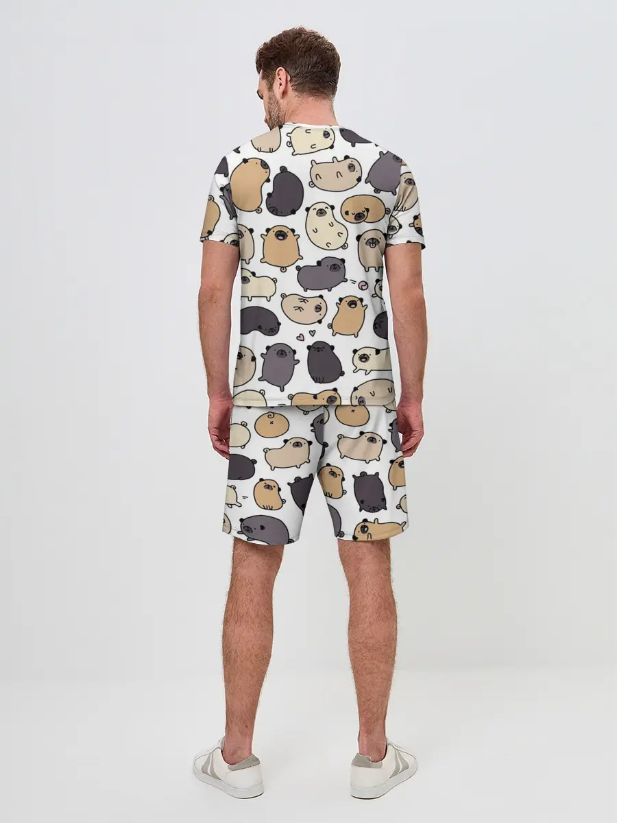 Мужской костюм с шортами / Милые мопсы