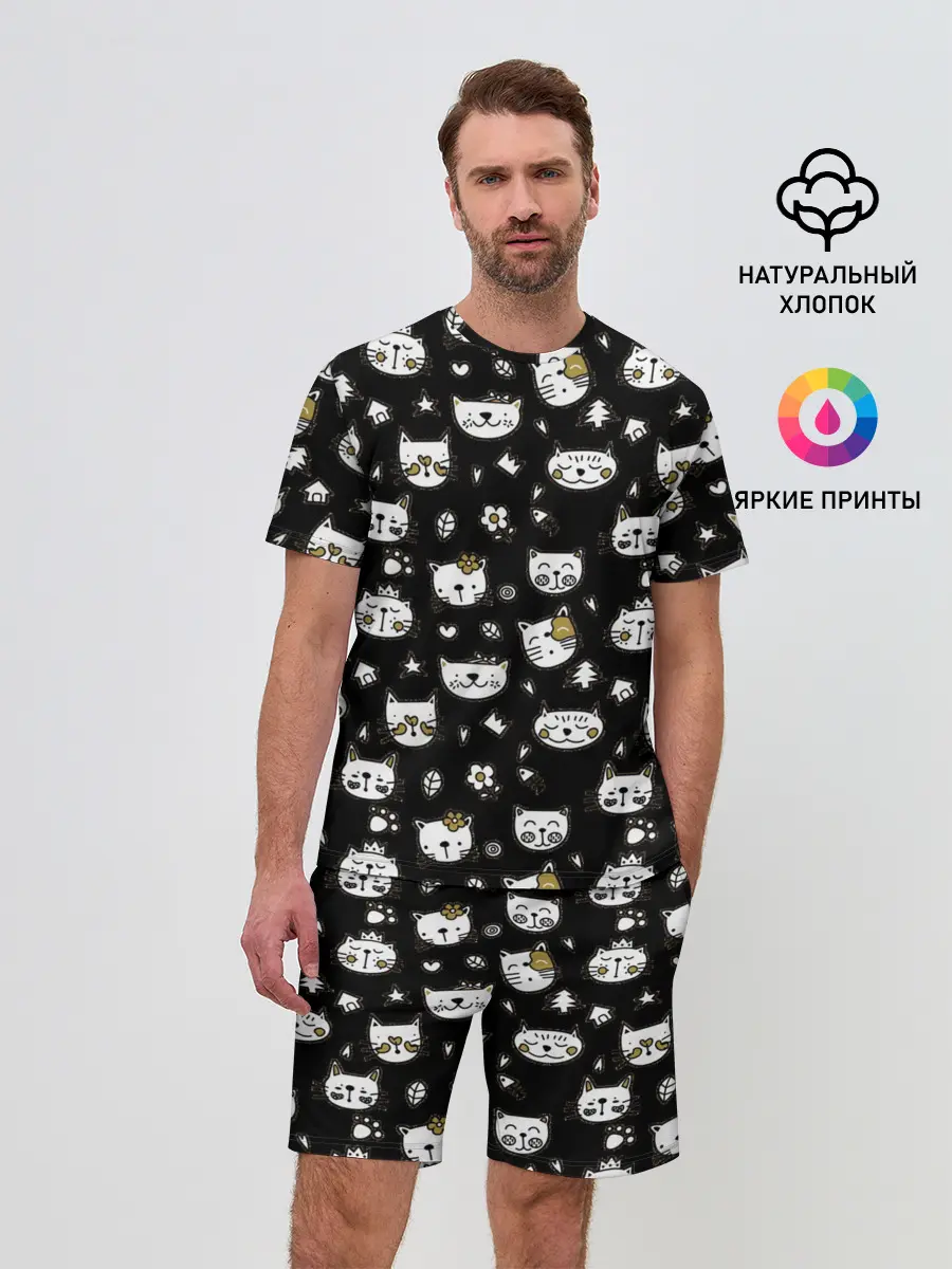 Мужской костюм с шортами / Котики