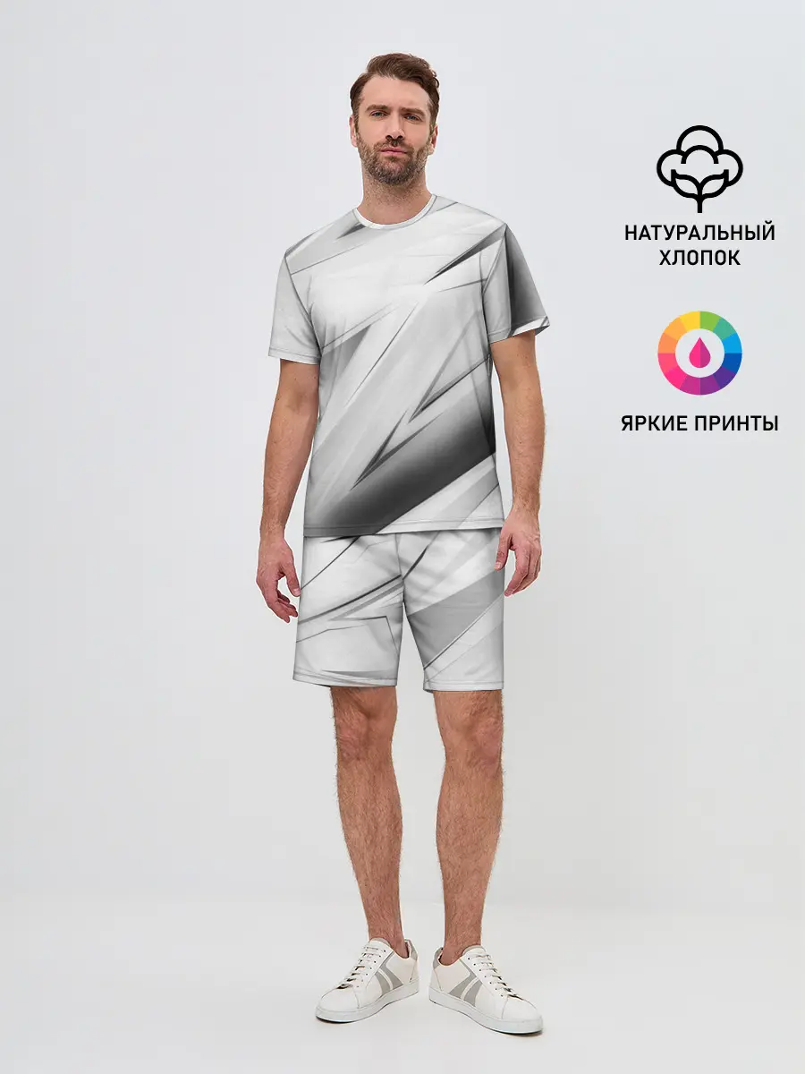 Мужской костюм с шортами / GEOMETRY STRIPES WHITE