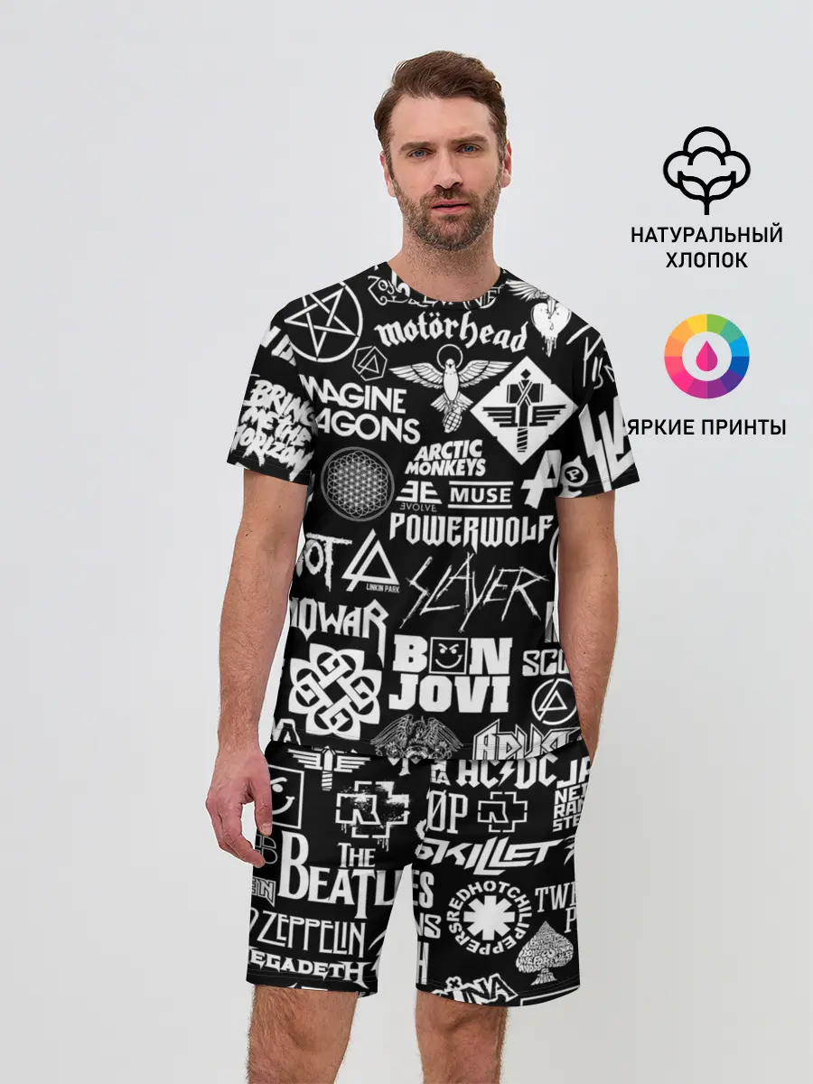 Мужской костюм с шортами / ЛОГОТИПЫ РОК ГРУПП