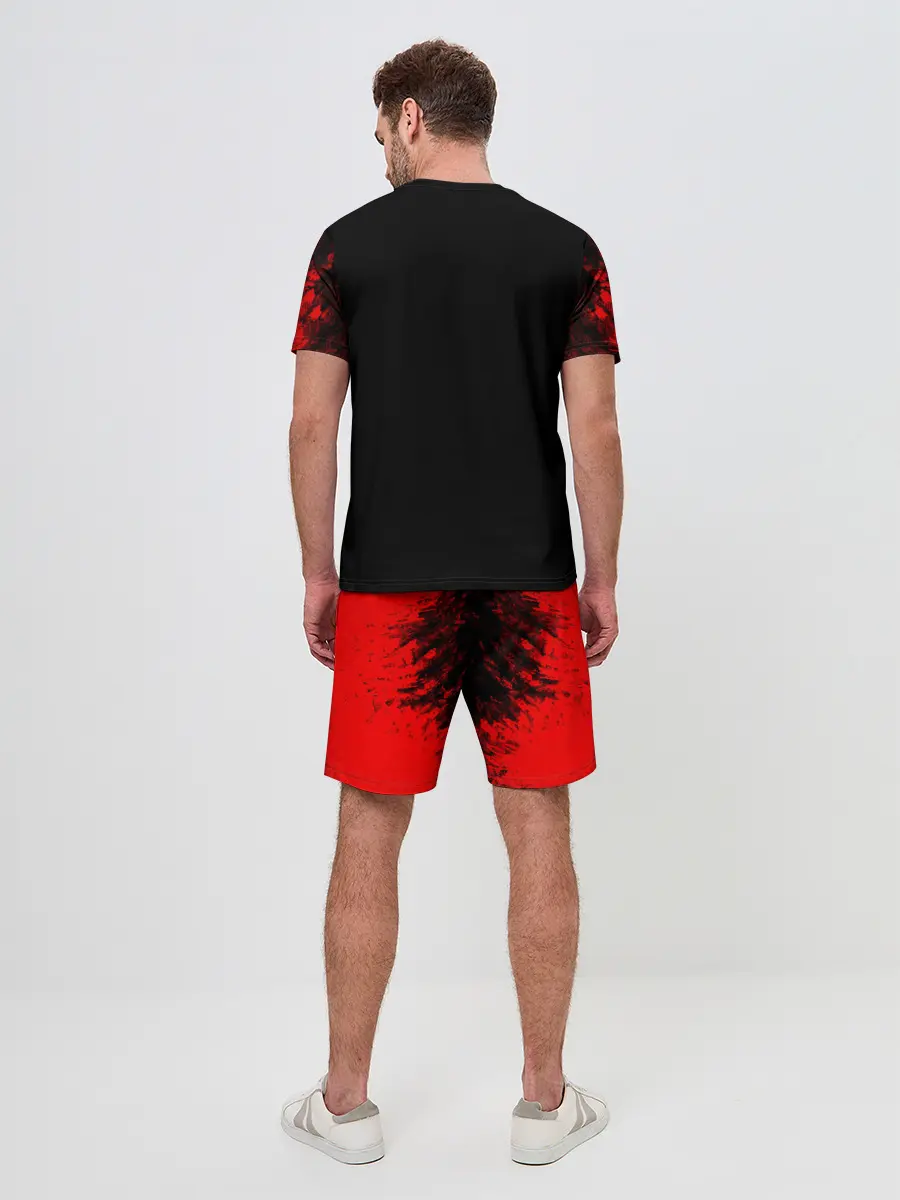 Мужской костюм с шортами / monokuma красные потертости