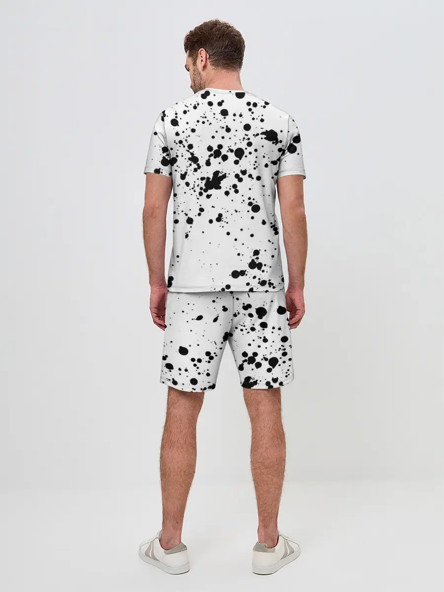 Мужской костюм с шортами / Далматинец - брызги чёрными пятнами