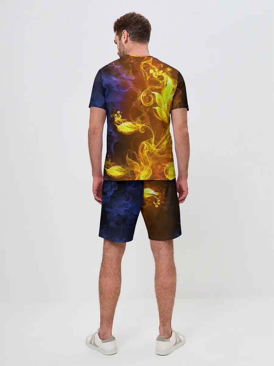 Мужской костюм с шортами / Огненный цветок