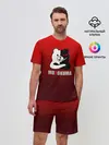Мужской костюм с шортами / monokuma на красном градиенте