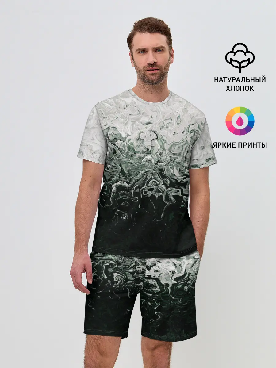 Мужской костюм с шортами / Разводы жидкость абстракция