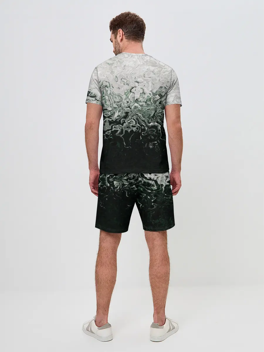 Мужской костюм с шортами / Разводы жидкость абстракция