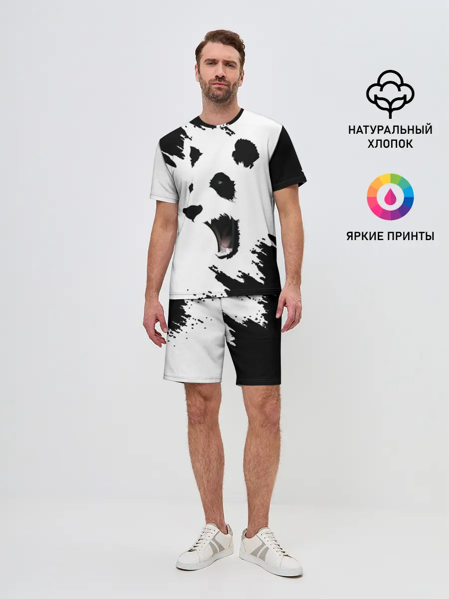 Мужской костюм с шортами / Панда | ЧБ