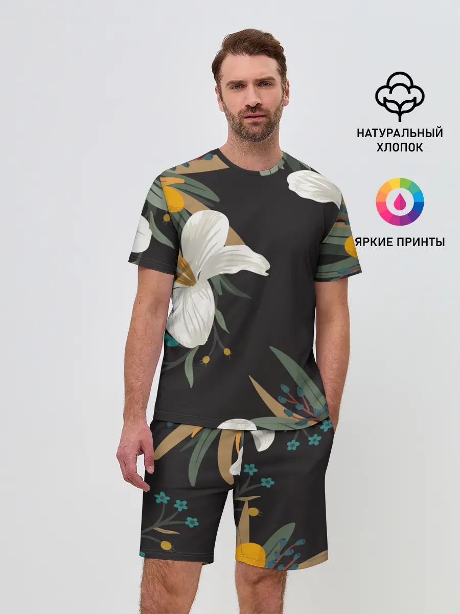 Мужской костюм с шортами / Цветочный арт