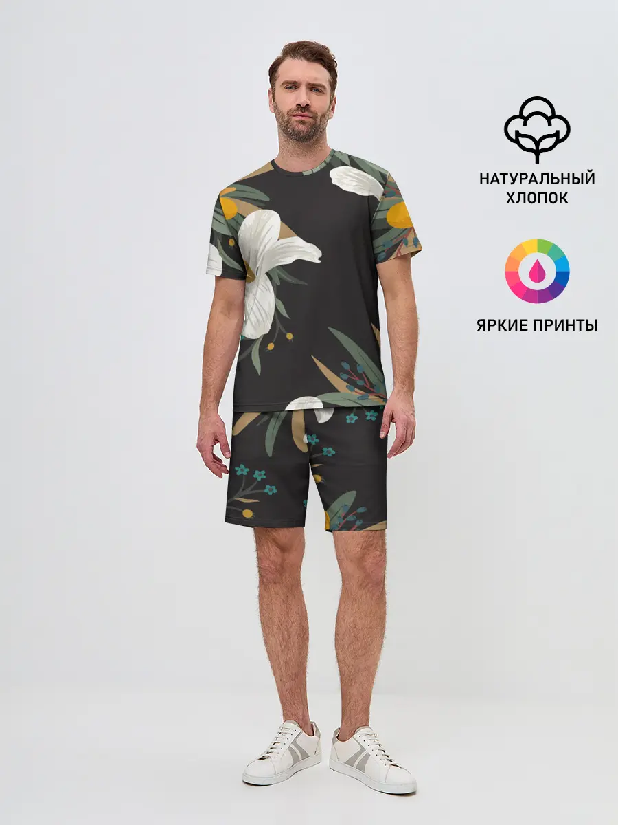 Мужской костюм с шортами / Цветочный арт