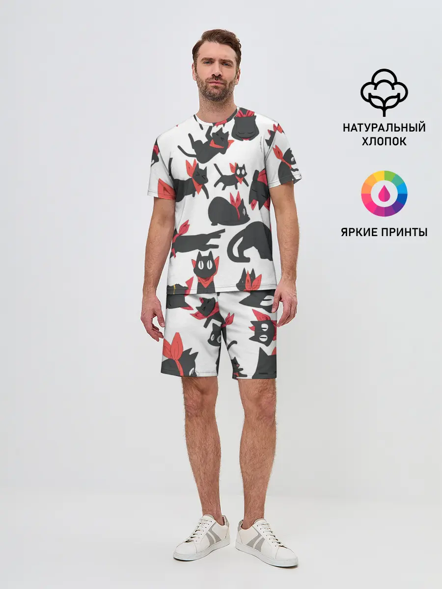 Мужской костюм с шортами / Черный котик