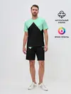 Мужской костюм с шортами / неровные зубья черный мятный