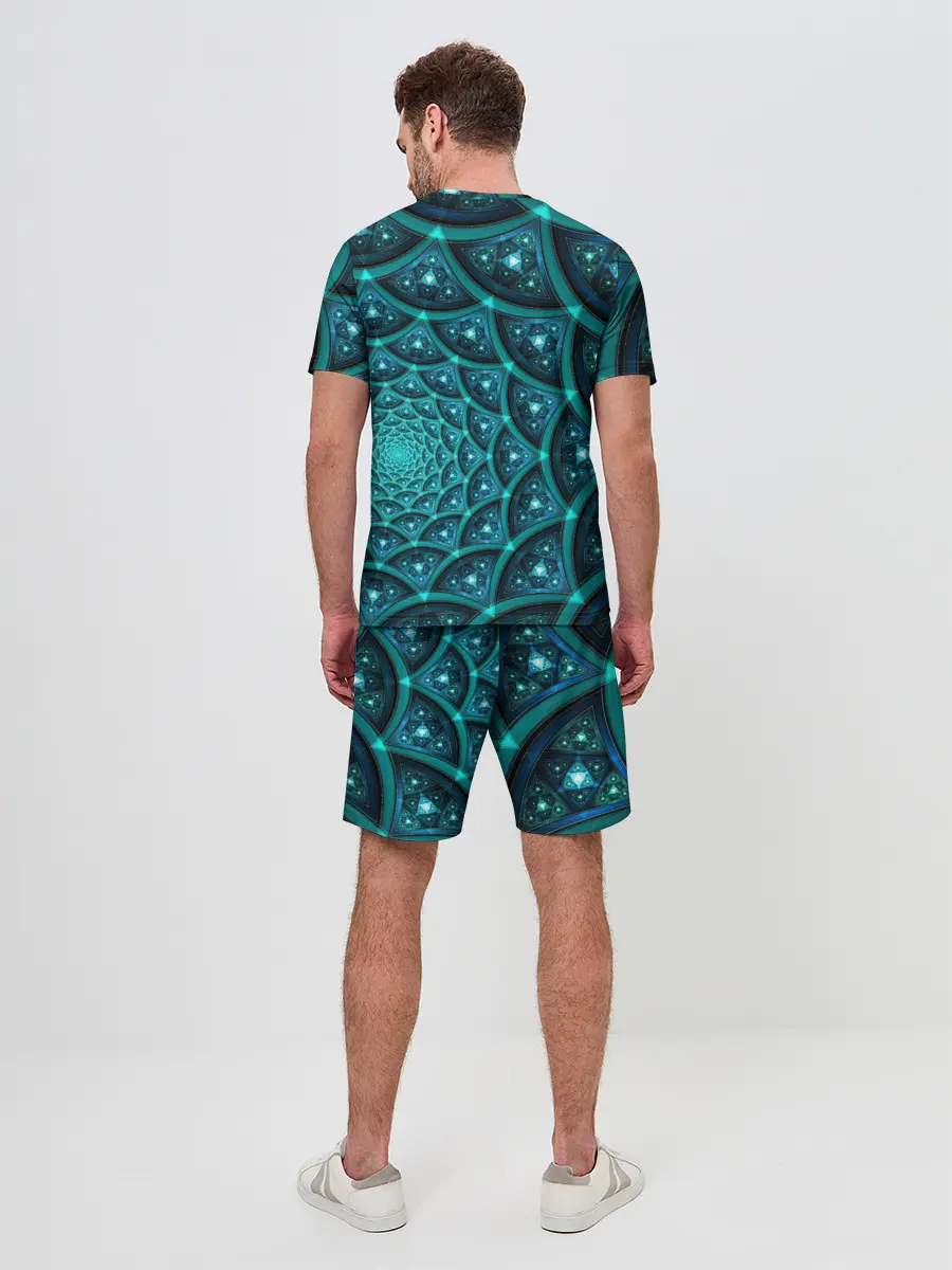 Мужской костюм с шортами / Асимметрия узор круги фигуры