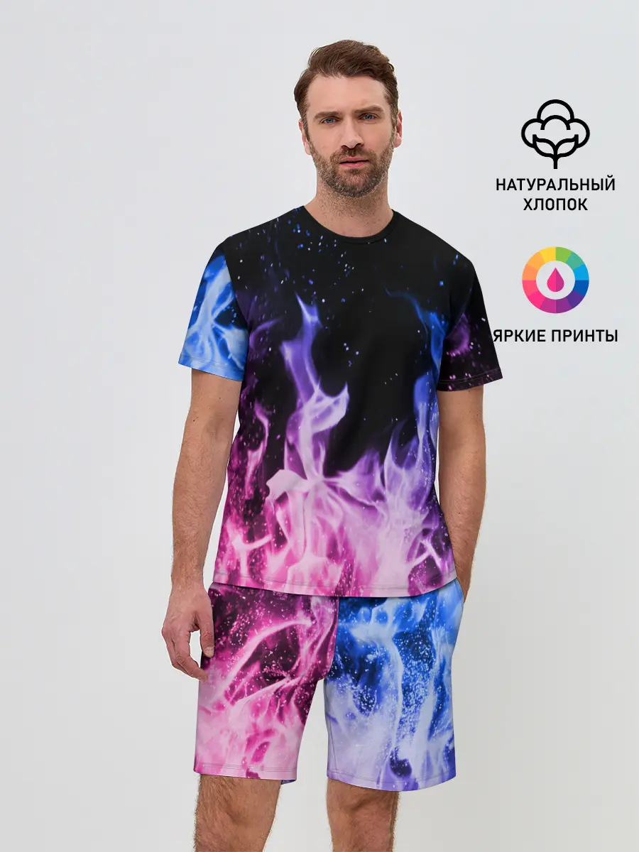 Мужской костюм с шортами / НЕОНОВЫЙ ОГОНЬ