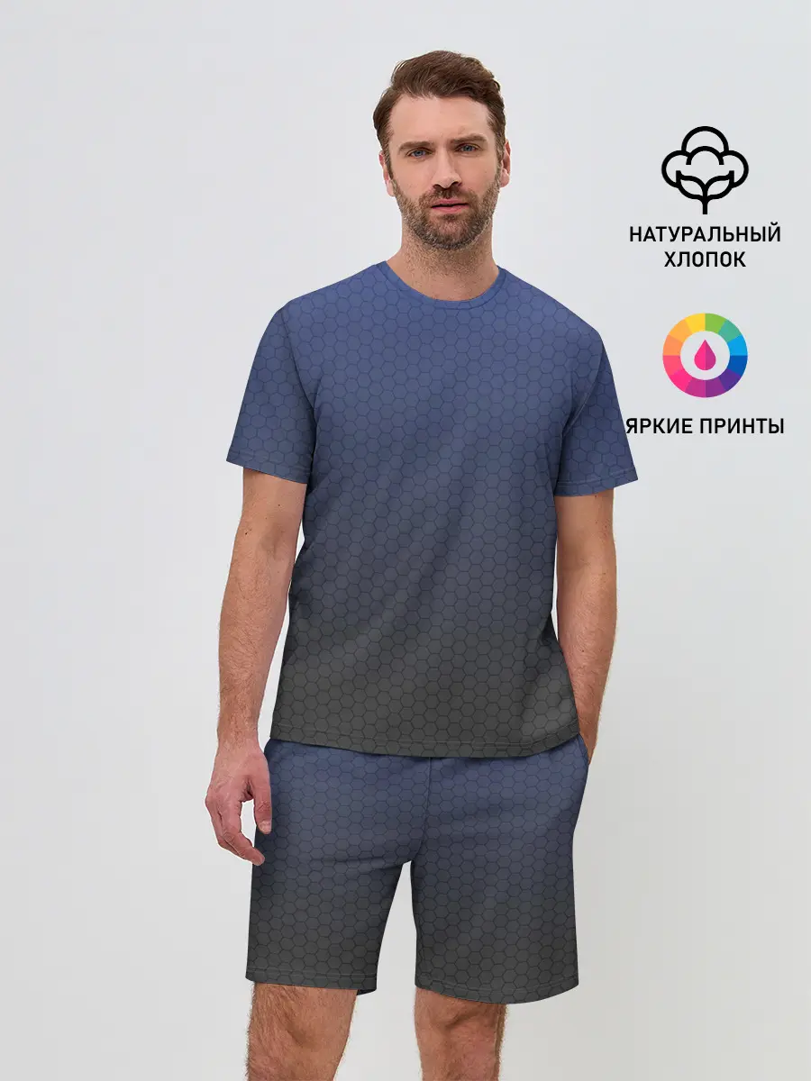 Мужской костюм с шортами / Серый октагон