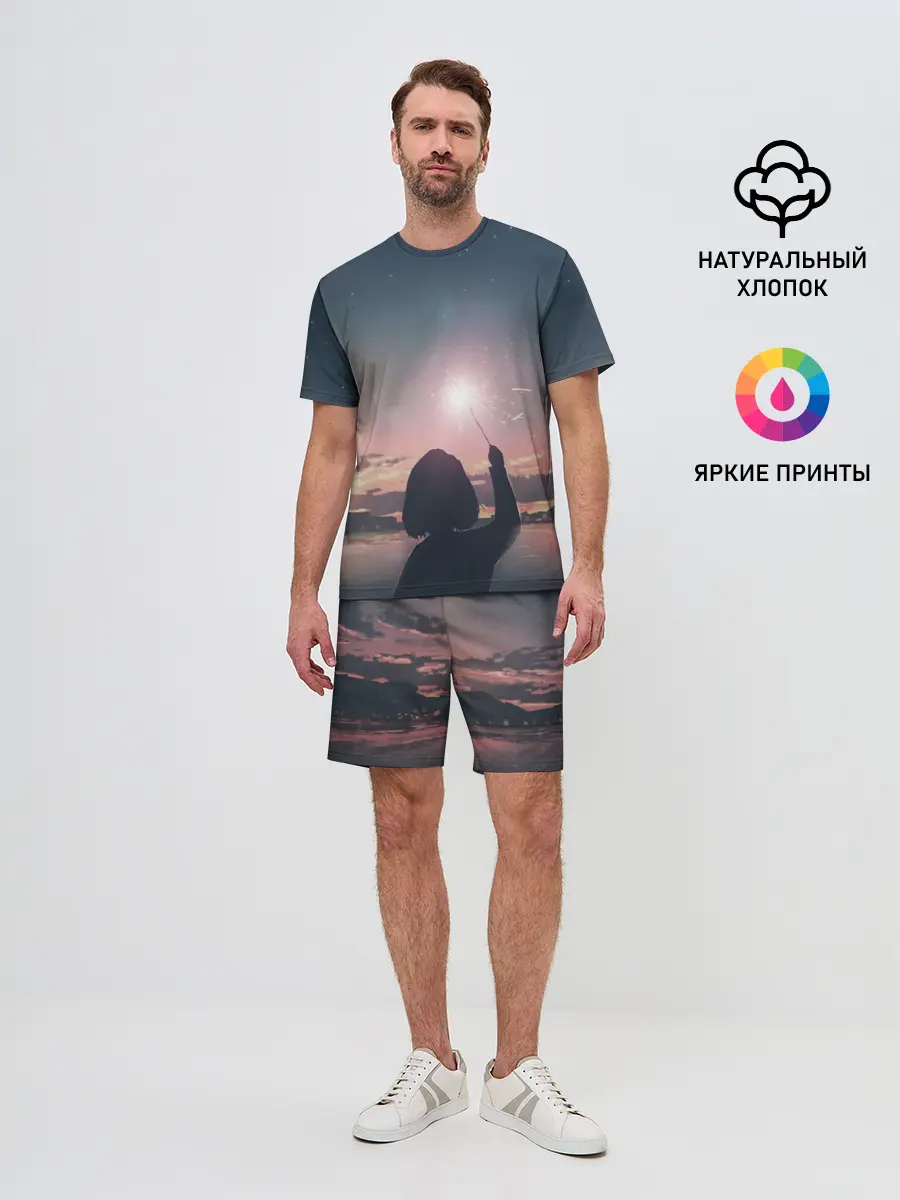 Мужской костюм с шортами / девушка свечение волшебство