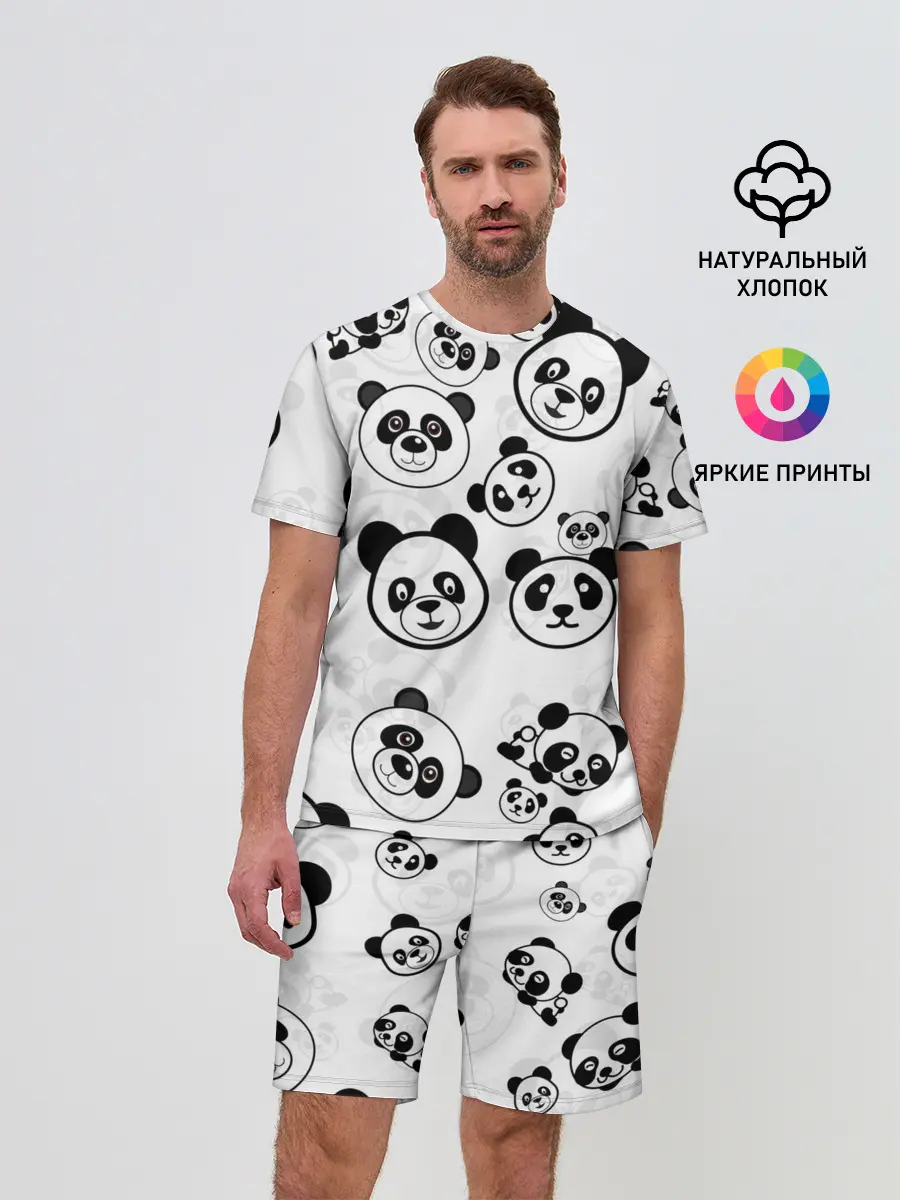 Мужской костюм с шортами / Панды