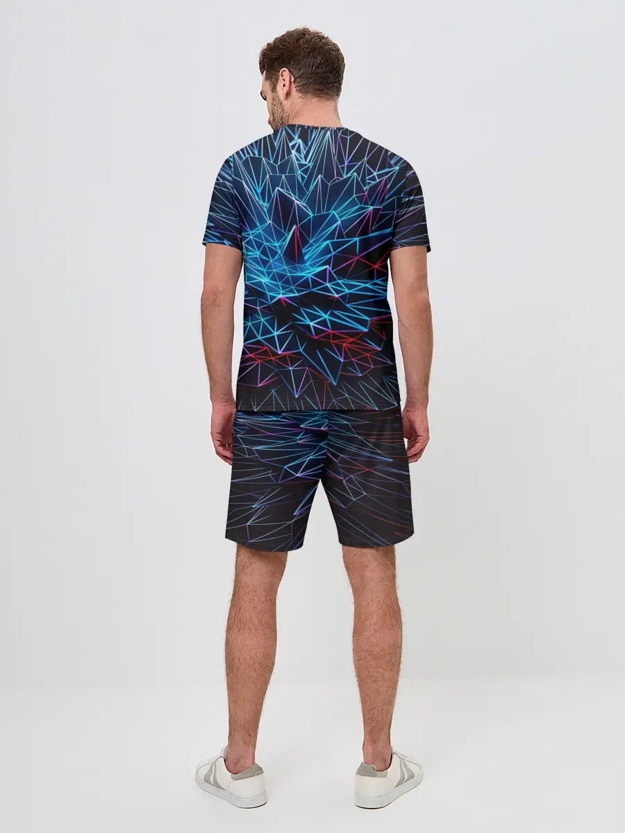 Мужской костюм с шортами / Синяя абстракция