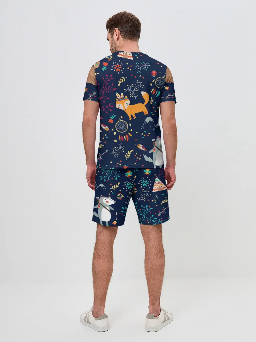 Мужской костюм с шортами / Звери природа индейцы этно