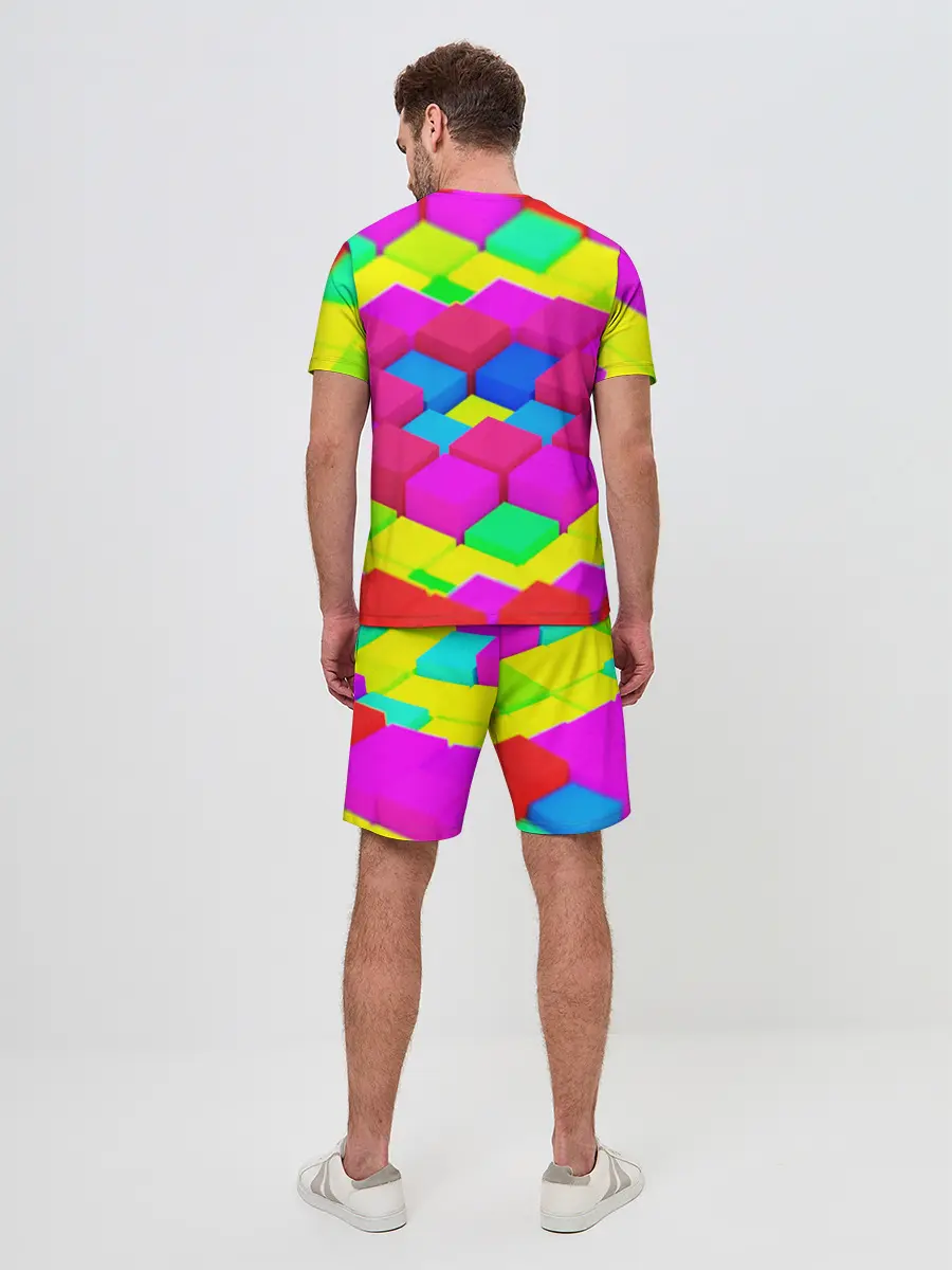 Мужской костюм с шортами / ЦВЕТНЫЕ КУБИКИ